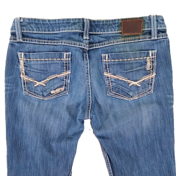 BKE Sabrina Jeans Women 33x32, Tag 29x33.5 Blue Denim Contrast Stitch Bootcut - Picture 4 of 12